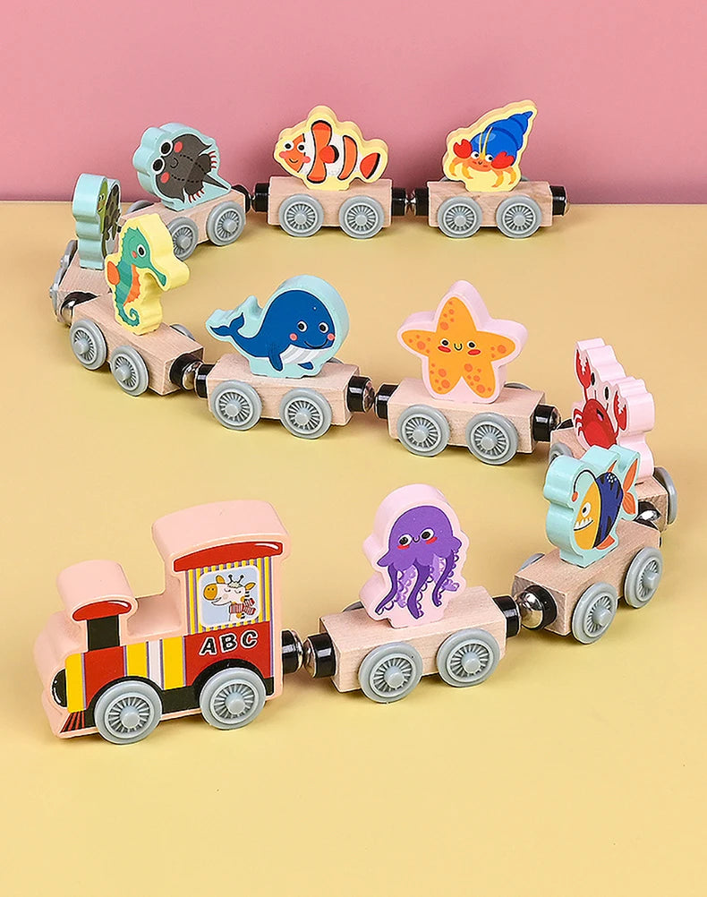 Train magnétique en bois Montessori