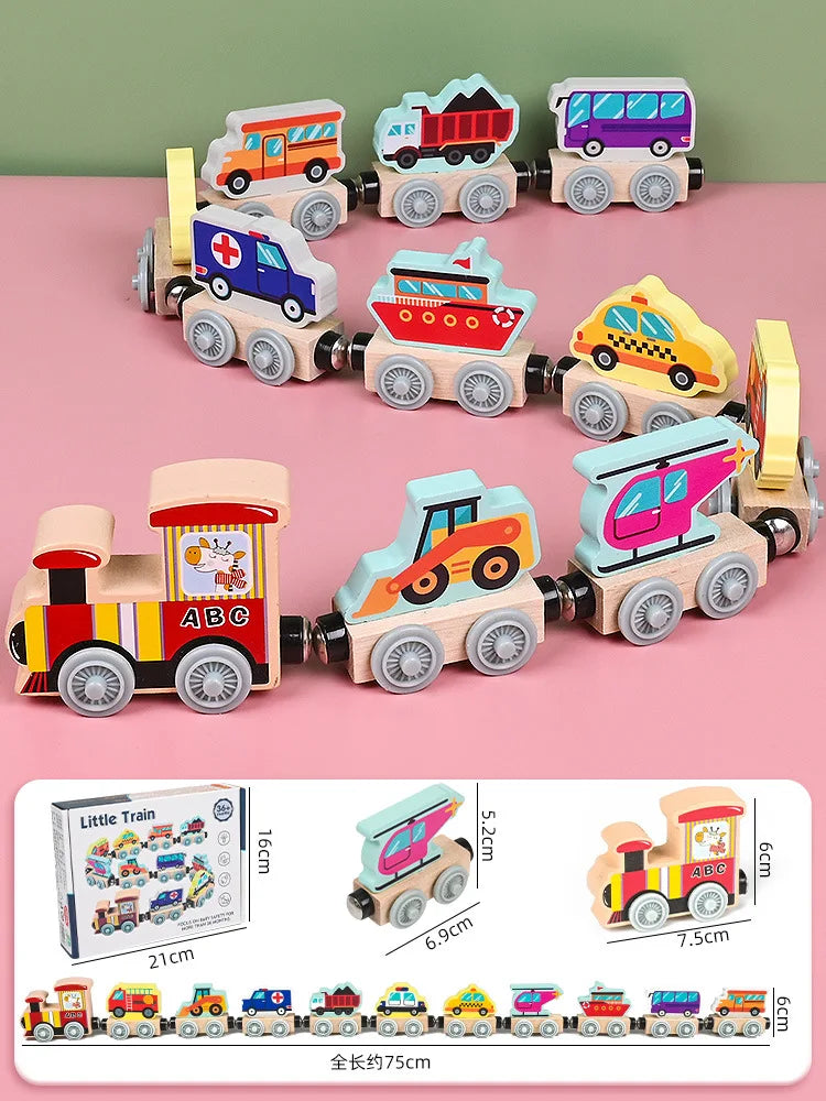 Train magnétique en bois Montessori