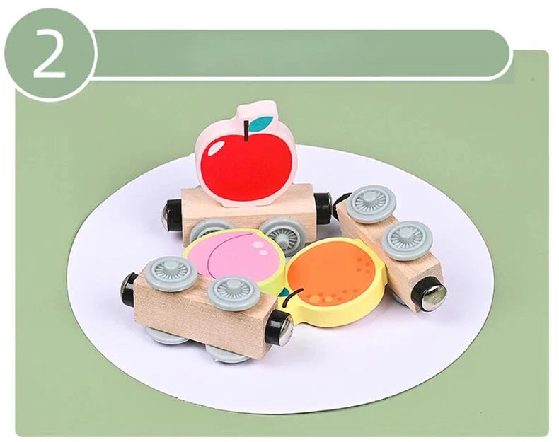 Train magnétique en bois Montessori