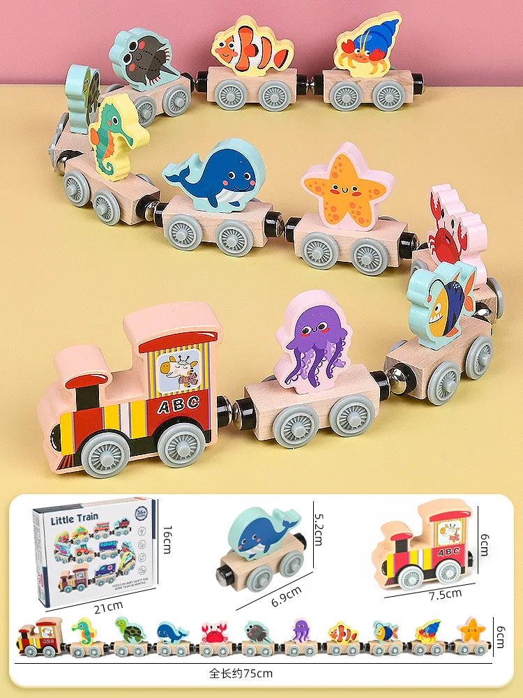 Train magnétique en bois Montessori