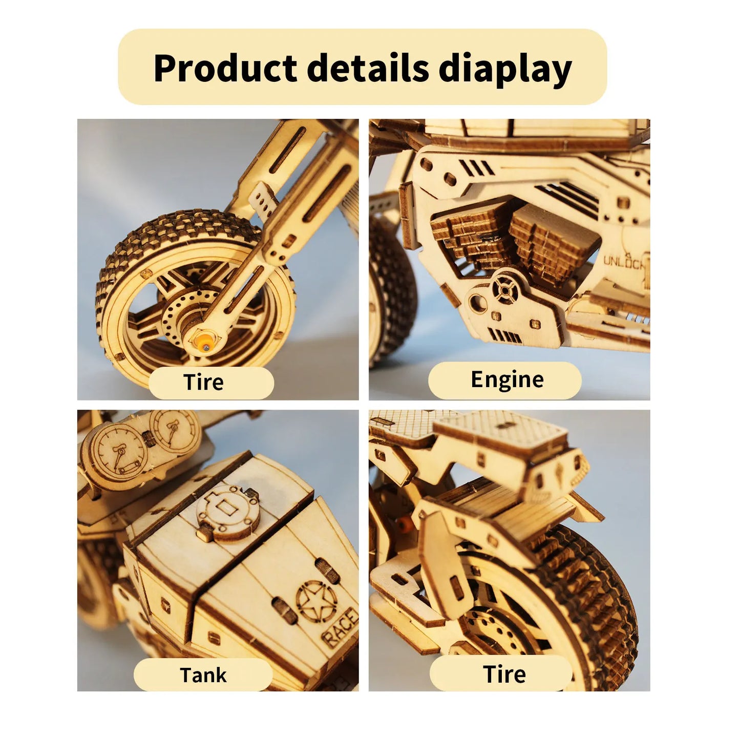 Maquette en bois - Moto
