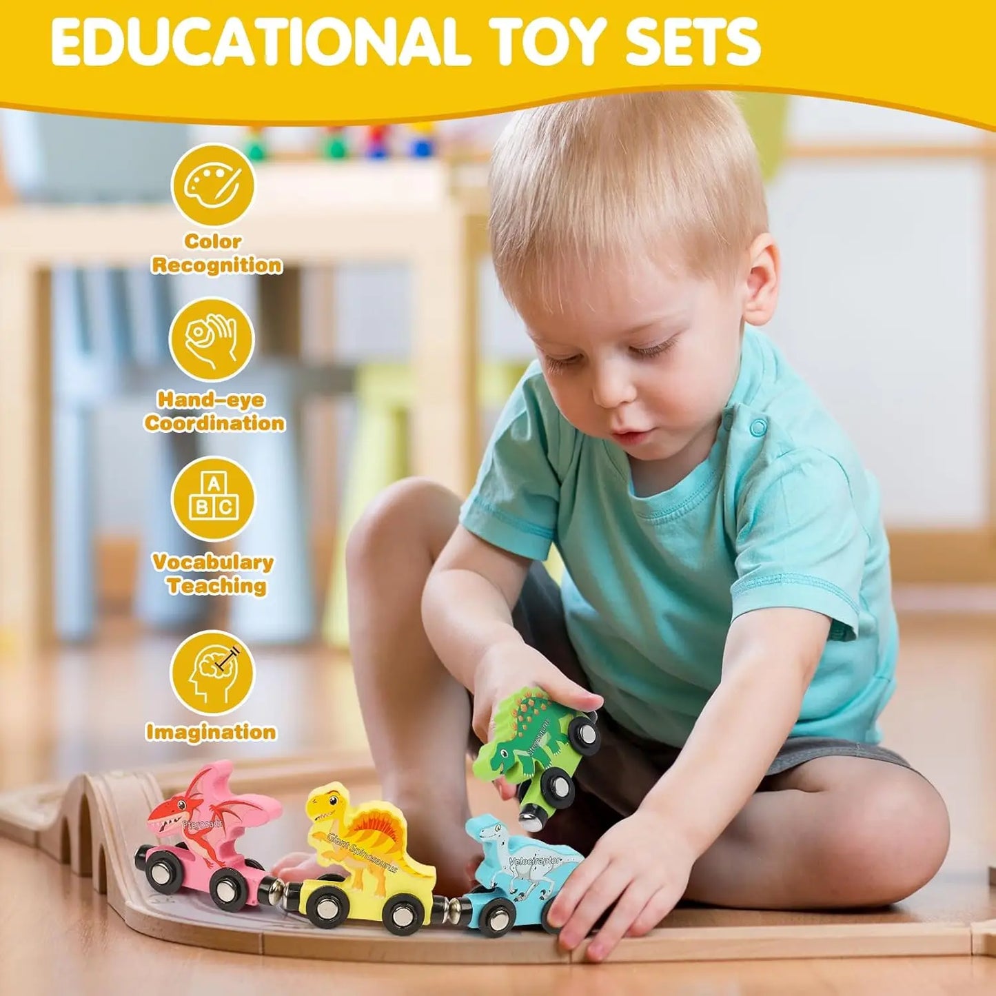 Train magnétique en bois Montessori