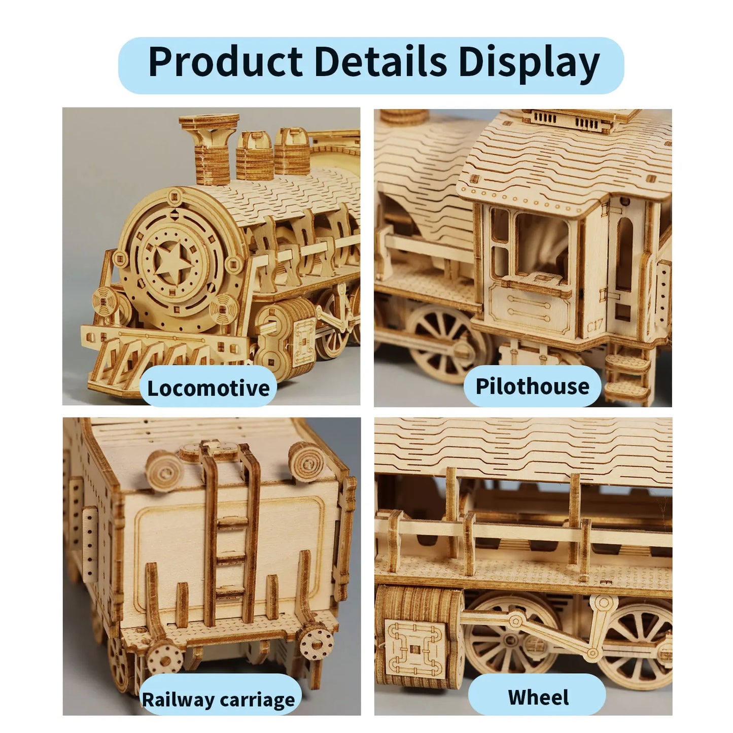 Maquette en bois - Train à vapeur