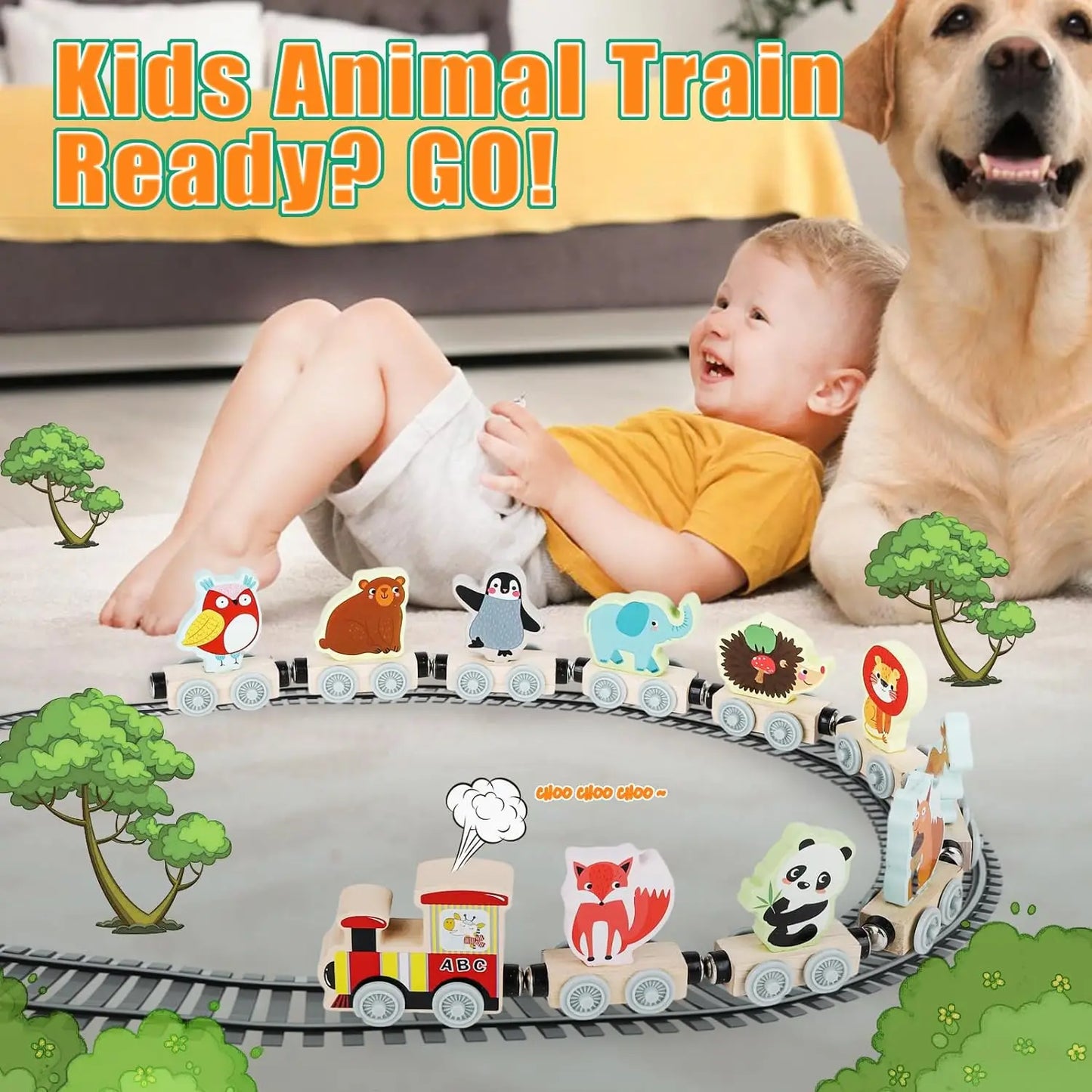 Train magnétique en bois Montessori
