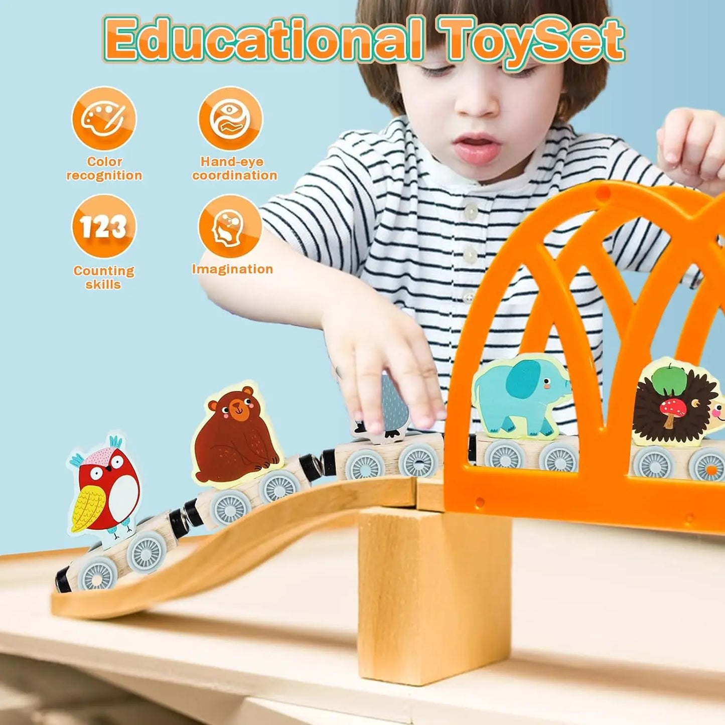 Train magnétique en bois Montessori