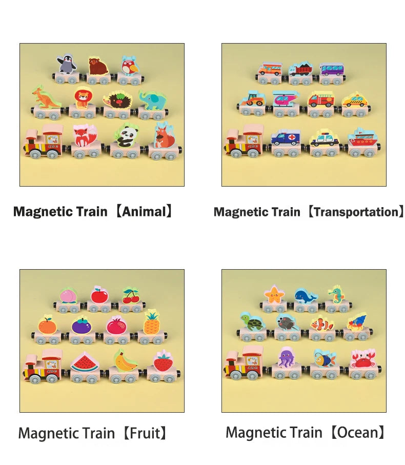 Train magnétique en bois Montessori