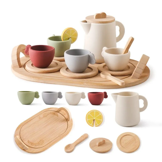 Service à thé en bois